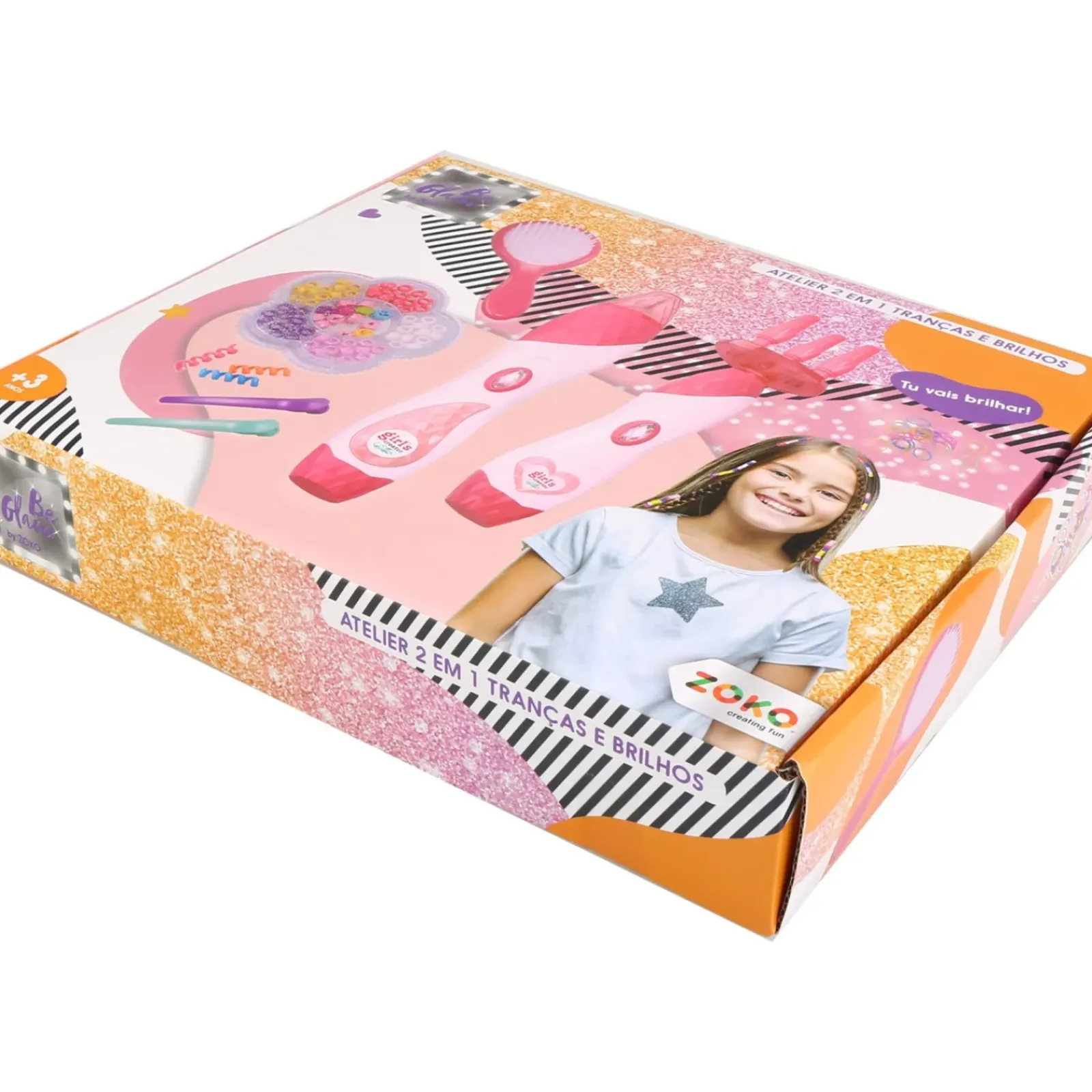 Zoko-Be Glam Didáticos > Be-Glam-2 Em 1 Tranças e Brilhos De Cabelo