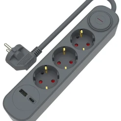 Marshmallow Eletrónica > Bloco Cinza 3Tom Com Int 1Usb 1,5M