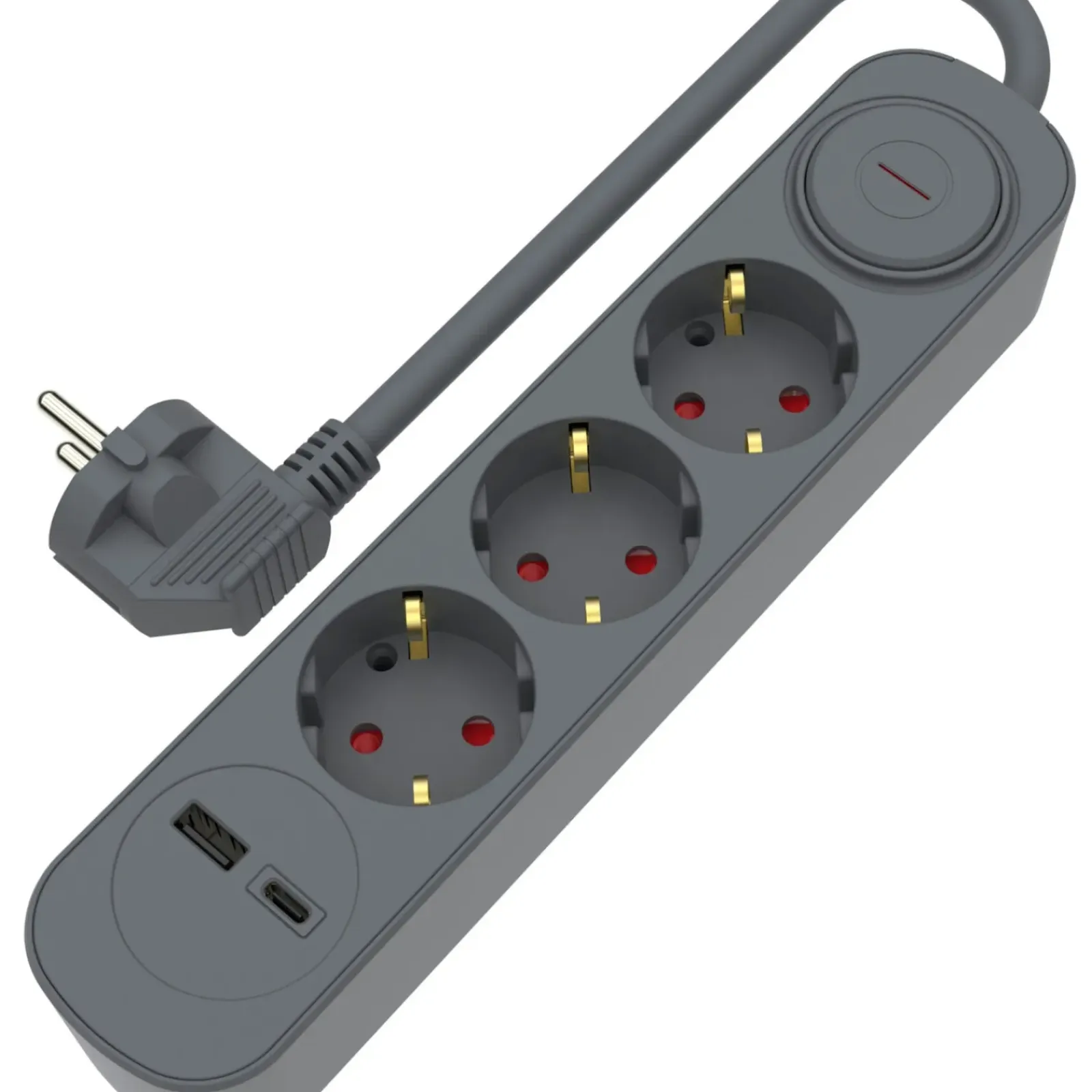 Marshmallow Eletrónica > Bloco Cinza 3Tom Com Int 1Usb 1,5M