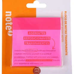 Online Note! Bloco de Notas Aderente 7.5 x 7.5cm Transparente Rosa