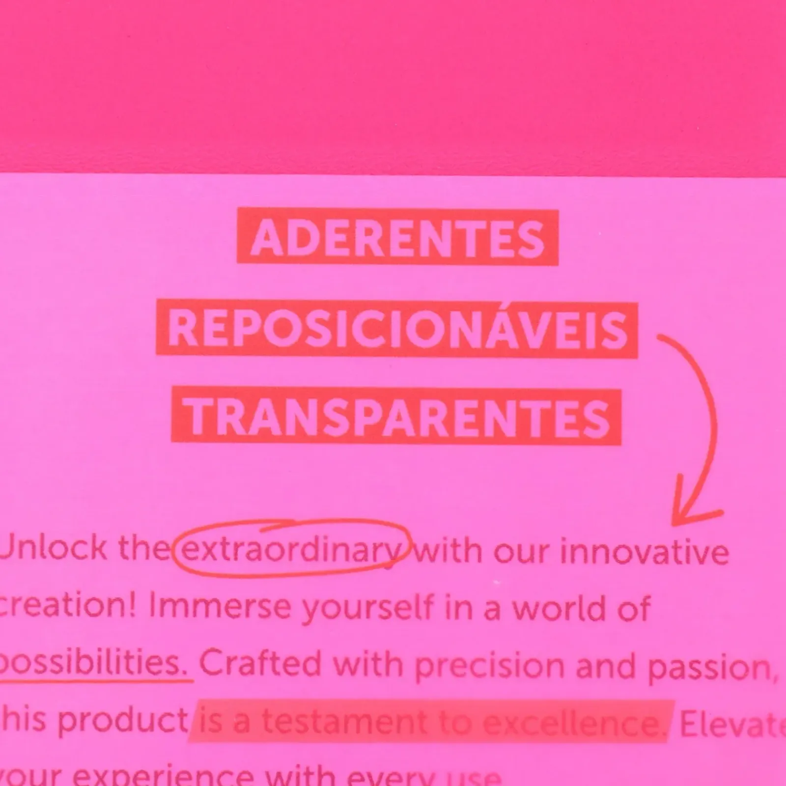 Online Note! Bloco de Notas Aderente 7.5 x 7.5cm Transparente Rosa