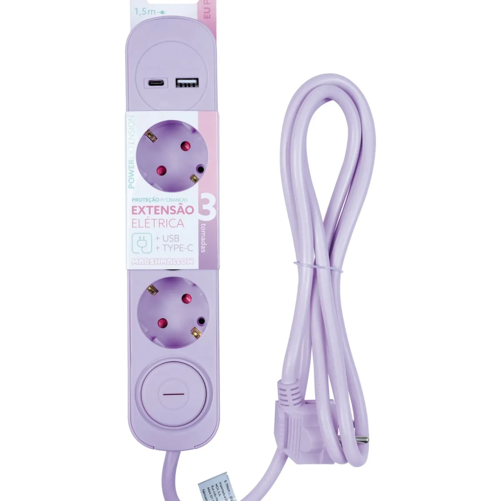 Marshmallow Eletrónica > Bloco Lilás 3Tom Com Int 1Usb 1,5M