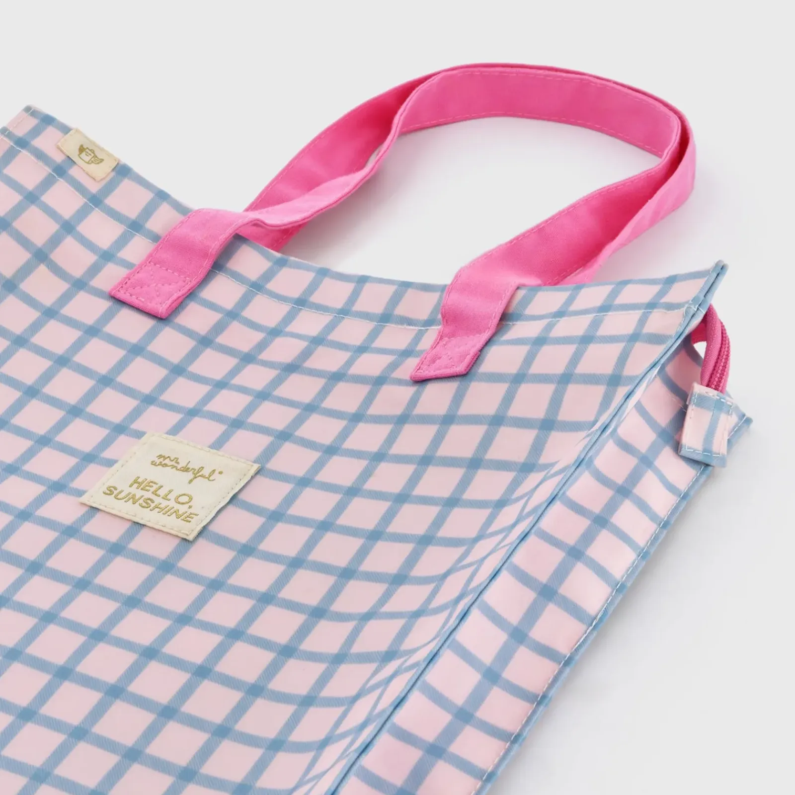 Mr. Wonderful Bolsas E Necessaires > Bolsa Quadrados Azul Rosa - Hello Sunshine