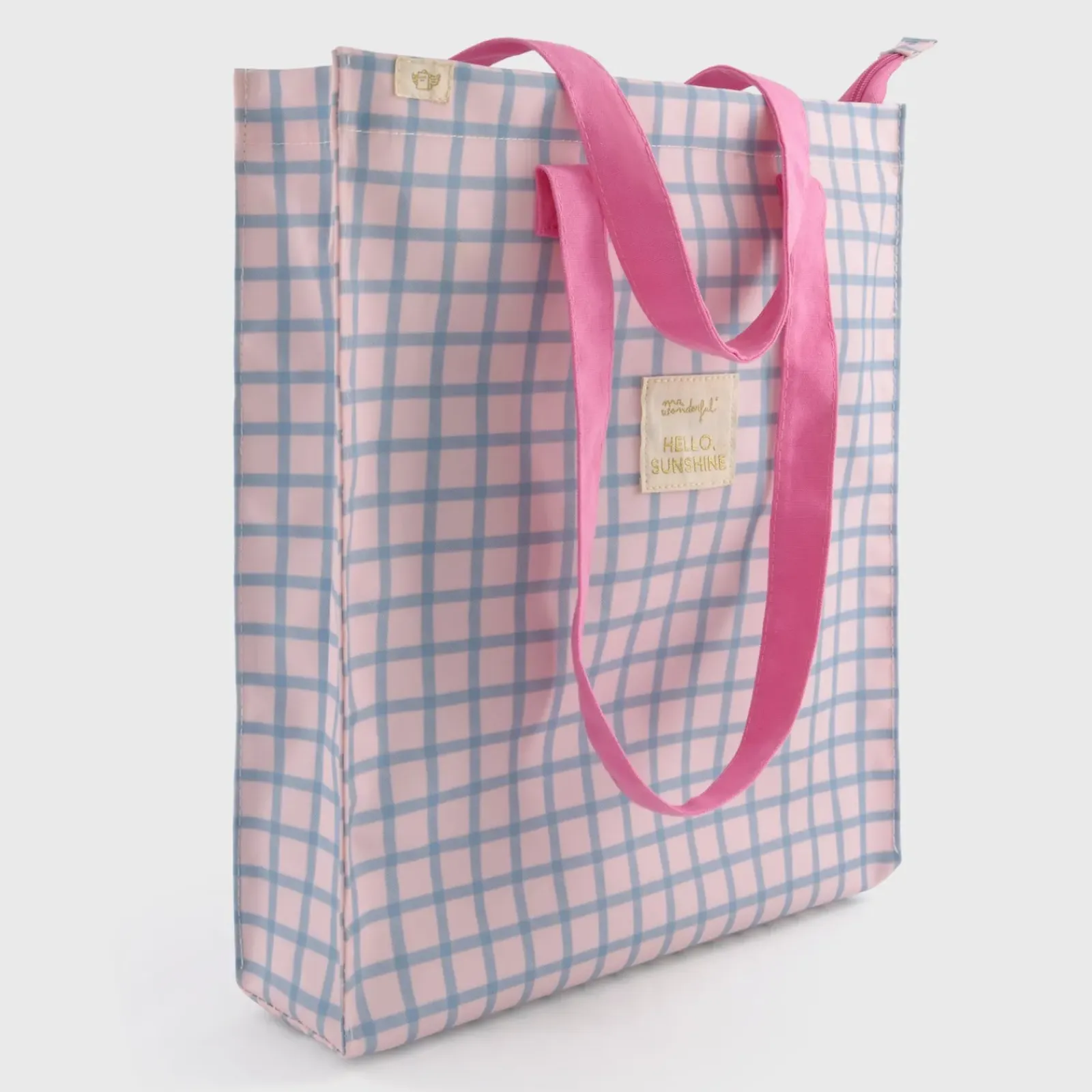 Mr. Wonderful Bolsas E Necessaires > Bolsa Quadrados Azul Rosa - Hello Sunshine