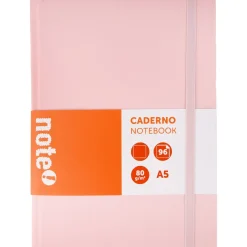 Note! Caderno Agrafado A5 Capa Dura Com Elástico Liso Pastel