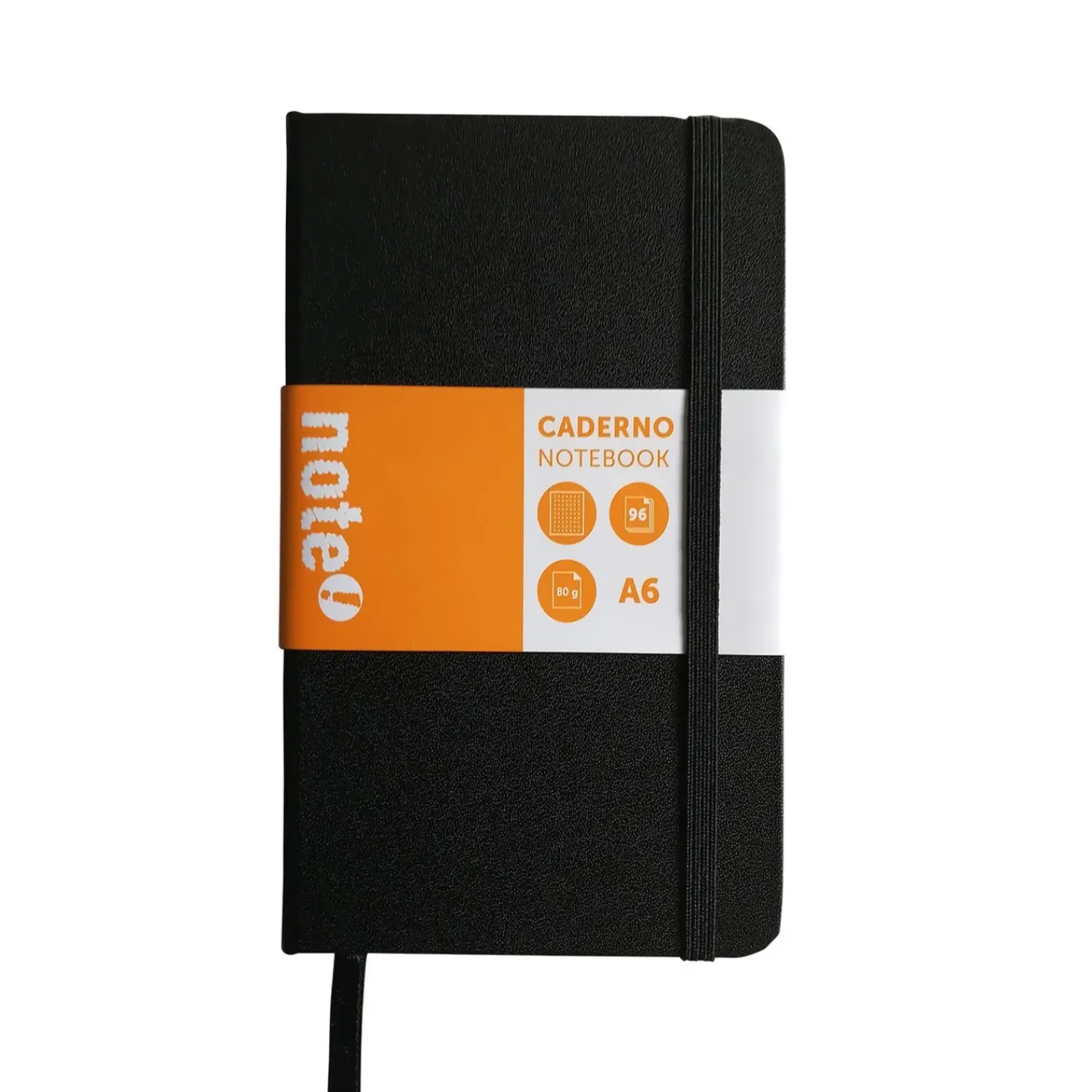 Online Note! Caderno Agrafado A5 Capa Dura com Elástico Liso Preto