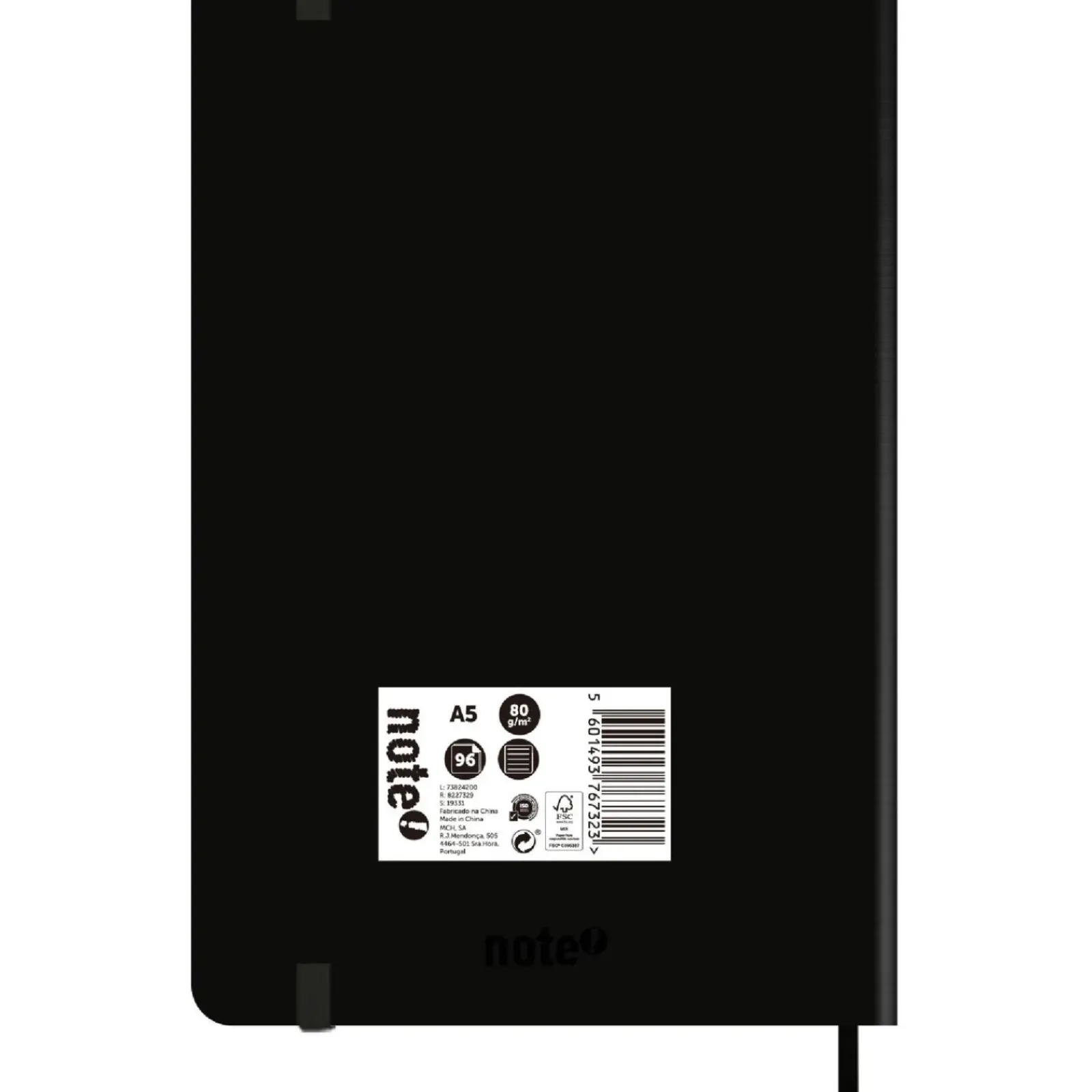 Note! Cadernos E Recargas > Caderno Agrafado A5 Capa Soft com Elástico Pautado Preto