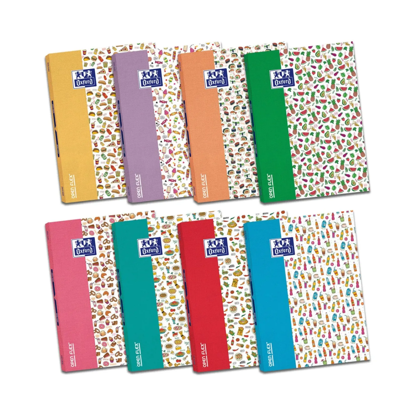 Oxford Cadernos E Recargas > Caderno Agrafado Openflex Funny Food A4 Pautado (várias cores)