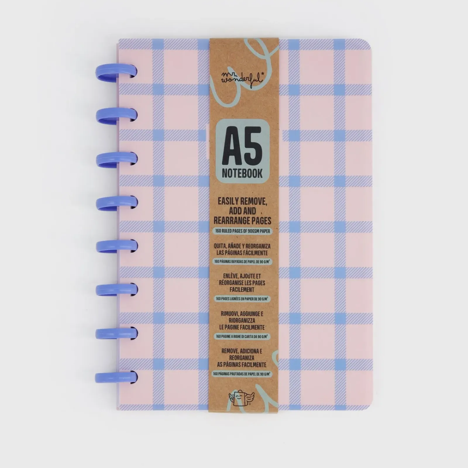 Mr. Wonderful Cadernos E Blocos > Caderno A5 - Xadrez Azul e Rosa
