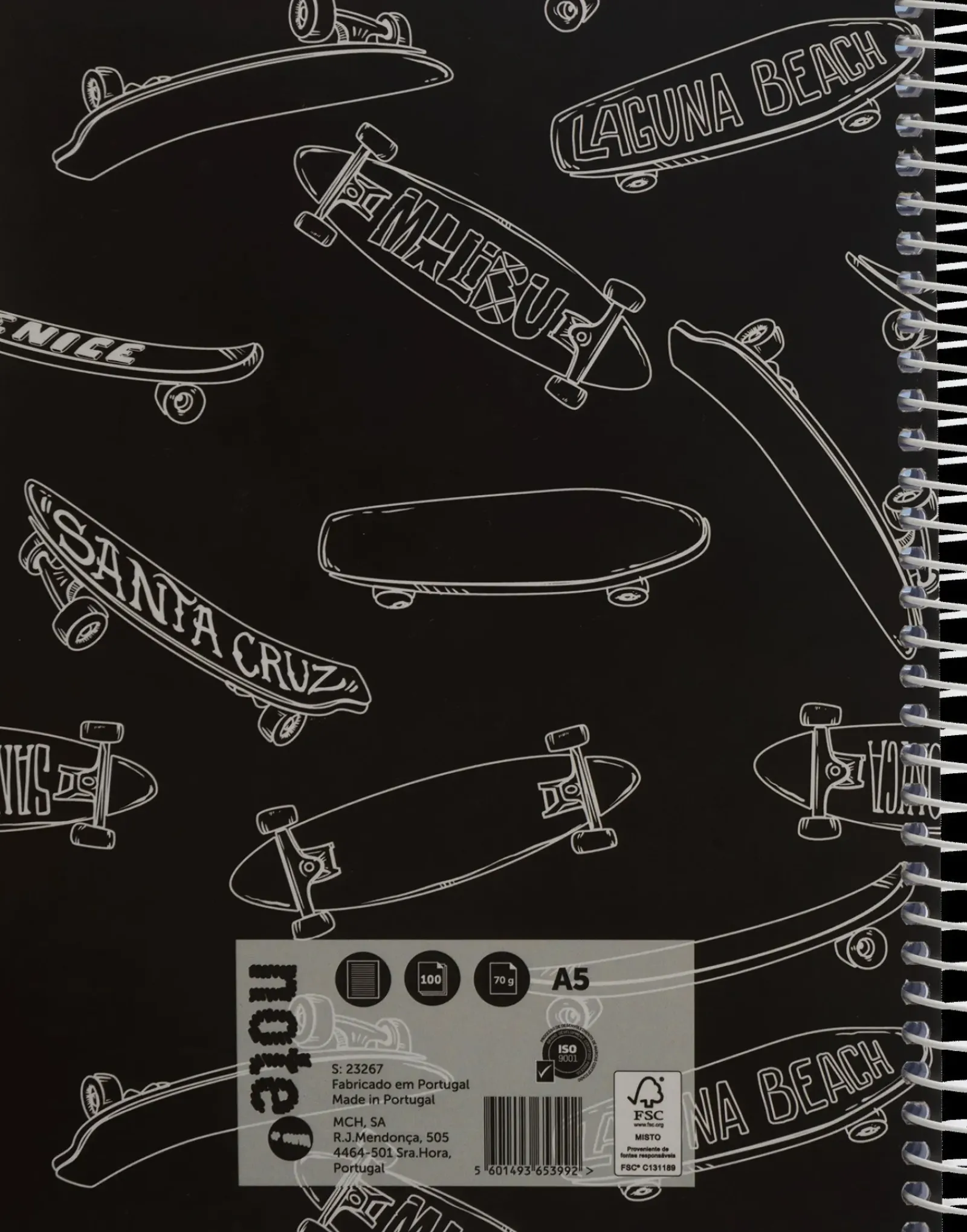 Note! Caderno Espiral A5 Capa Dura 100 Folhas Skate