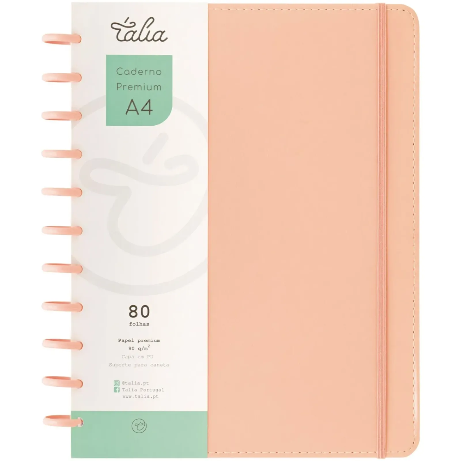 Best Talia Caderno Smart A4 com Elástico e Suporte Esferográfica 80 Folhas Pautado Rosa