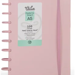 Clearance Talia Caderno Smart A5 com Elástico 100 Folhas Rosa Pastel