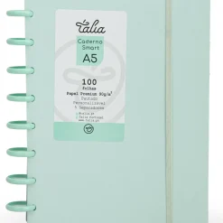 Talia Cadernos E Recargas|Cadernos De Disco > Caderno Smart A5 com Elástico 100 Folhas Verde Pastel