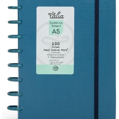 Talia Cadernos E Recargas|Cadernos De Disco > Caderno Smart A5 com Elástico 100 Folhas Azul