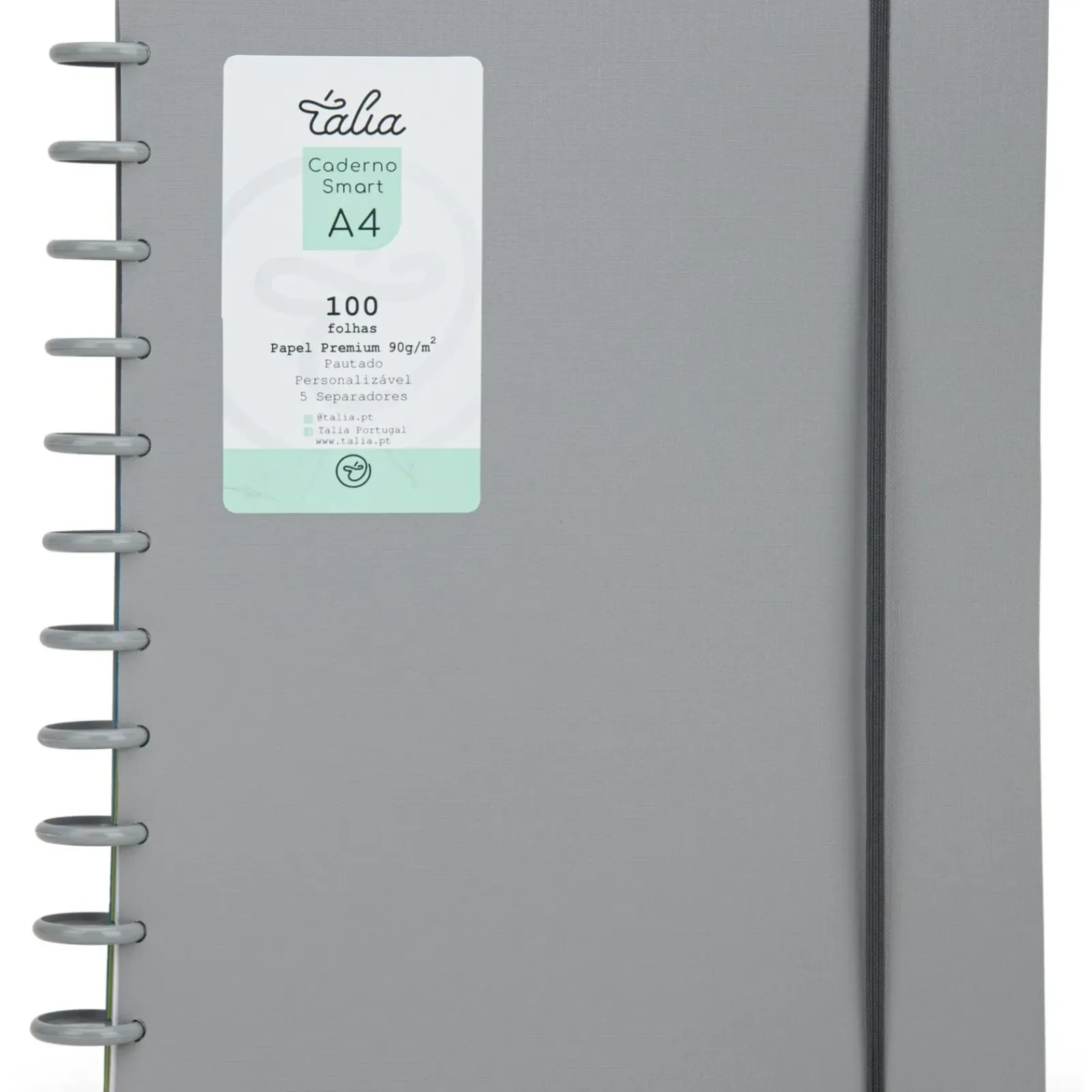 Discount Talia Caderno Smart A4 com Elástico 100 Folhas Cinzento