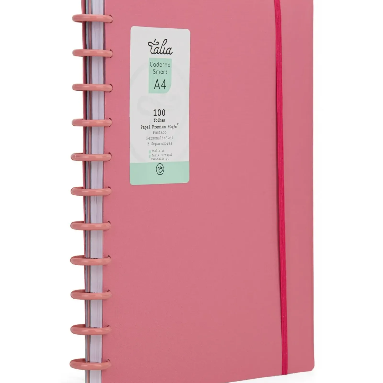 Talia Cadernos E Recargas|Cadernos De Disco > Caderno Smart A4 Com Elástico 100 Folhas Rosa