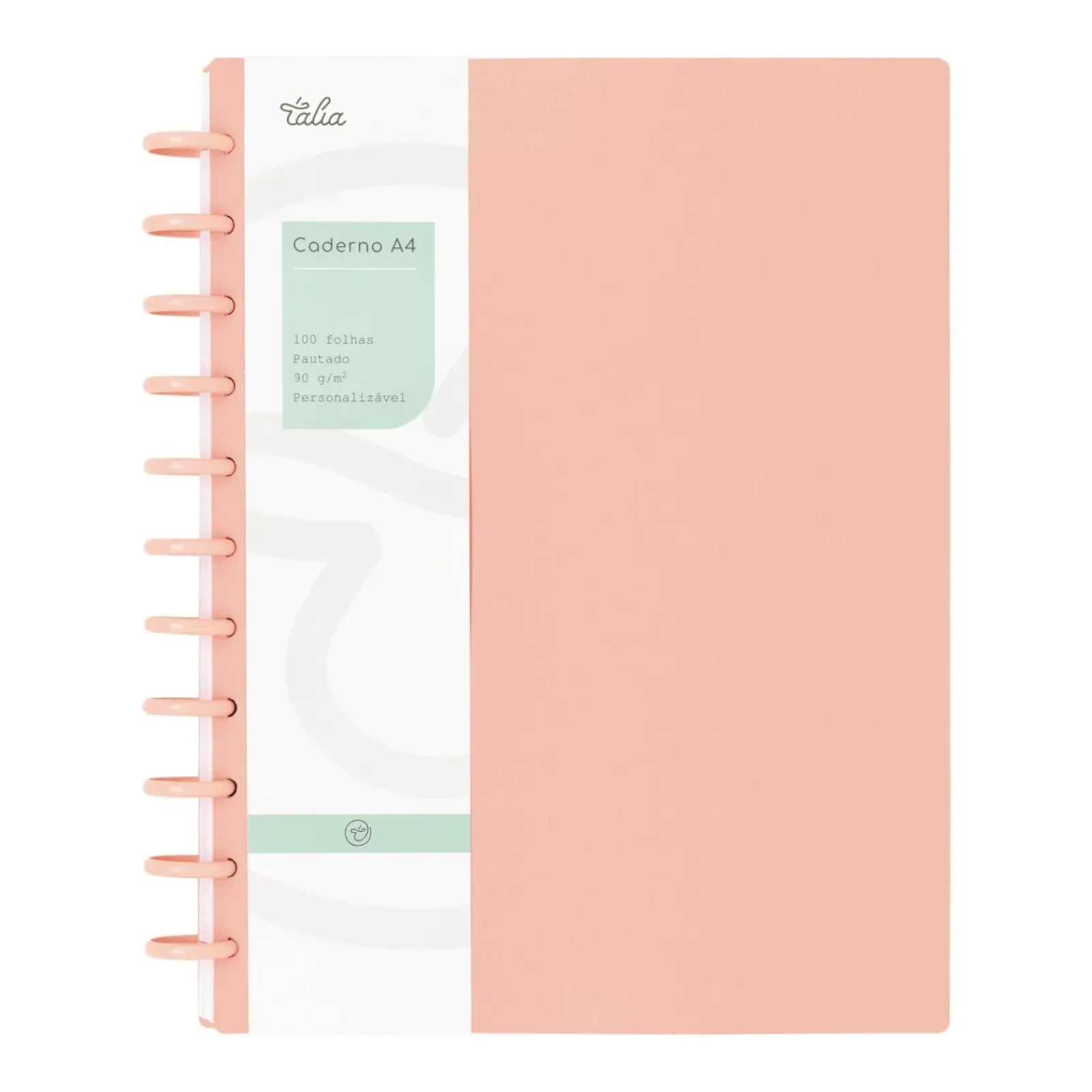 Talia Cadernos De Disco > Caderno Smart A4 Pautado 100 folhas Pessego