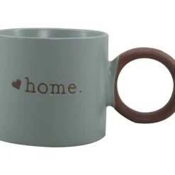 New Kasa Caneca Azul Home com Asa Castanha