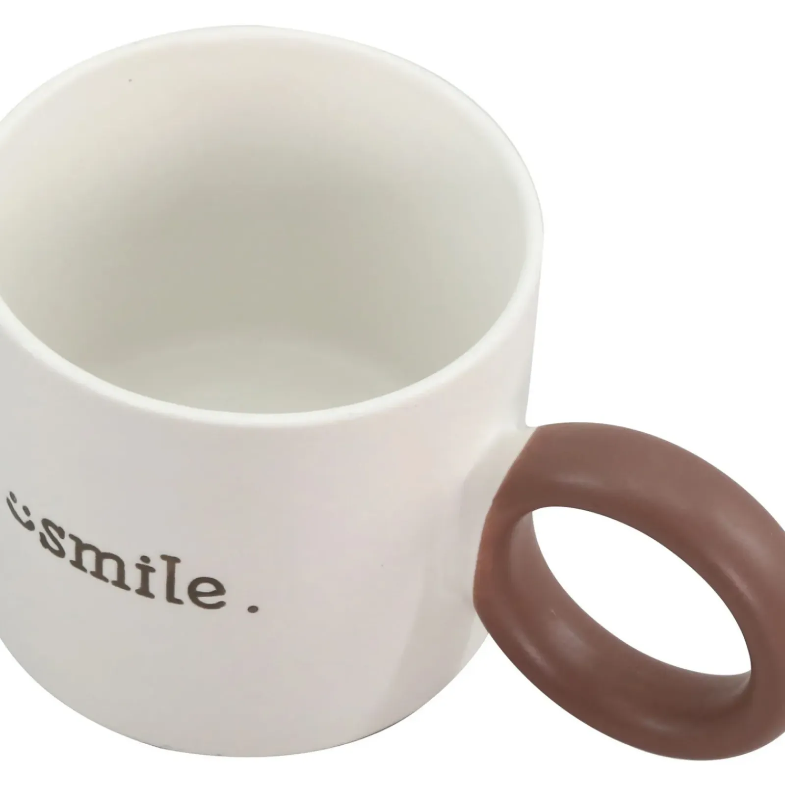 Kasa Lancheiras|Lancheiras > Caneca Branca Smile com Asa Castanha