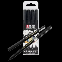 Outlet Sakura Conjunto de 4 Marcadores Pretos Pigma Sensei Manga