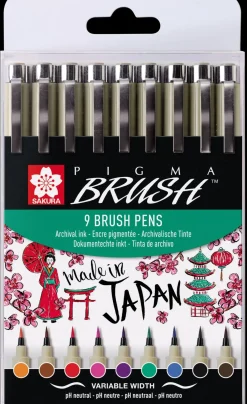 Online Sakura Conjunto de 9 Marcadores Pigma Brush
