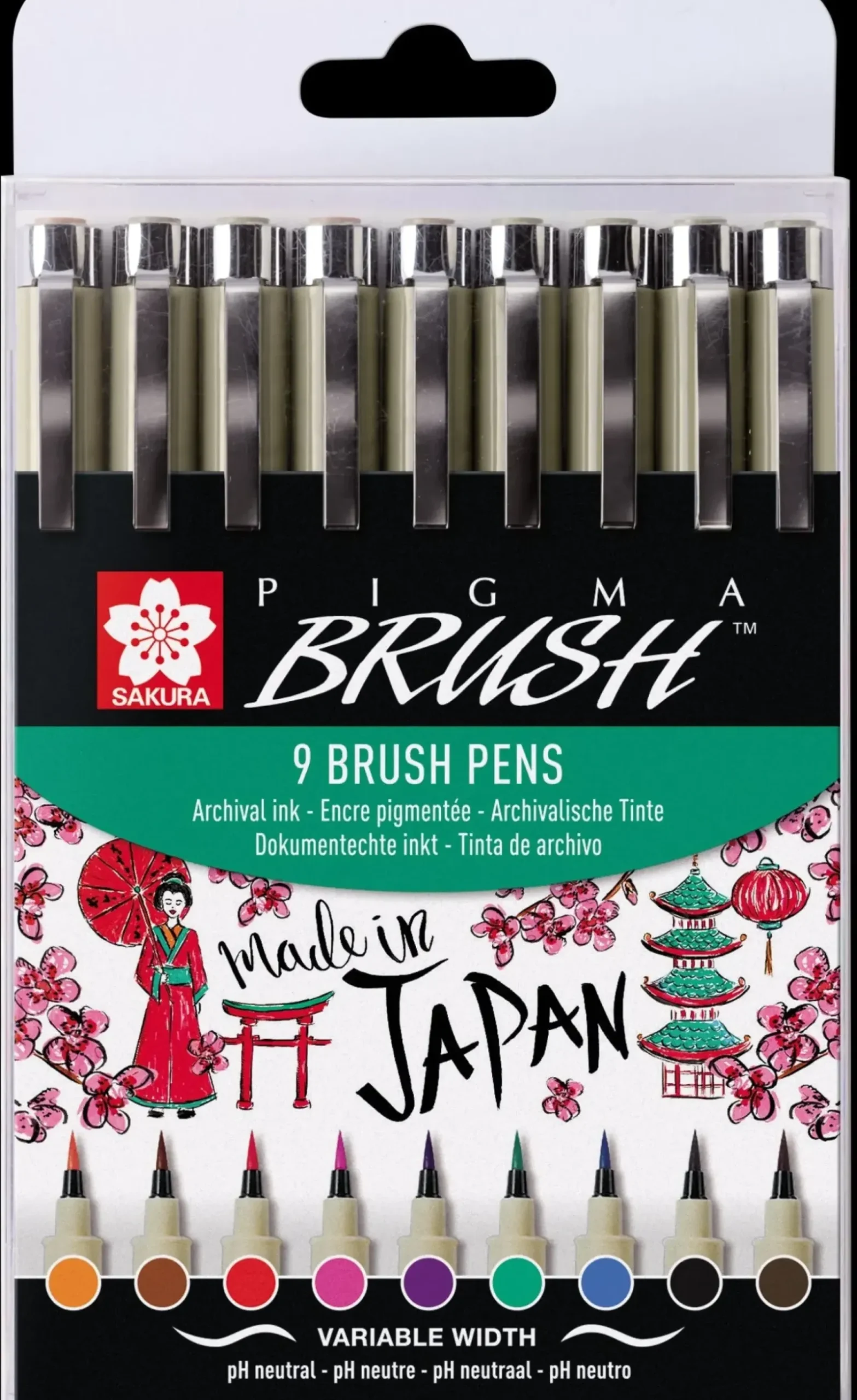 Online Sakura Conjunto de 9 Marcadores Pigma Brush