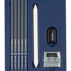 Faber Castell Lápis De Cor E Cera|Lápis Cor E Cera > Conjunto Esboço Carvão Esfuminho + 5 Lápis + Afia + Borracha