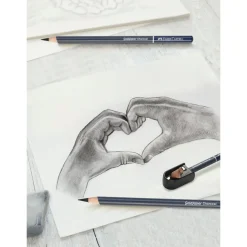 Faber Castell Lápis De Cor E Cera|Lápis Cor E Cera > Conjunto Esboço Carvão Esfuminho + 5 Lápis + Afia + Borracha