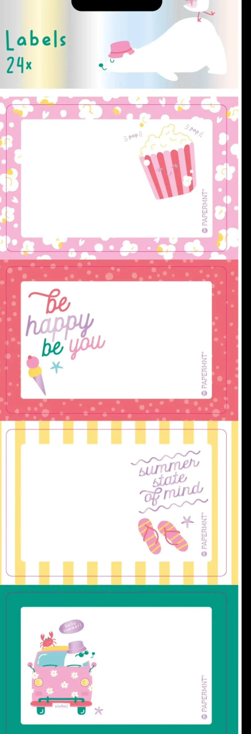 Sima Cadernos E Blocos > Conjunto 6 Etiquetas - Beach Happy