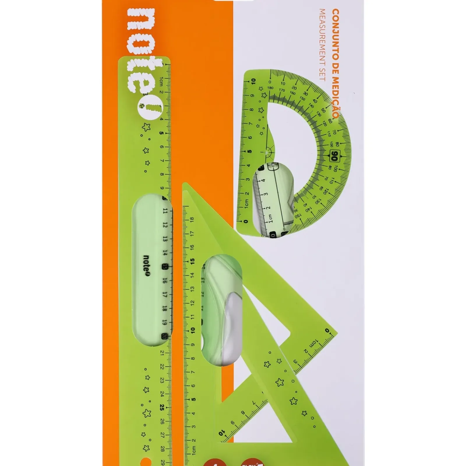 Sale Note! Conjunto Flex Régua 30cm + Esquadro + Transferidor