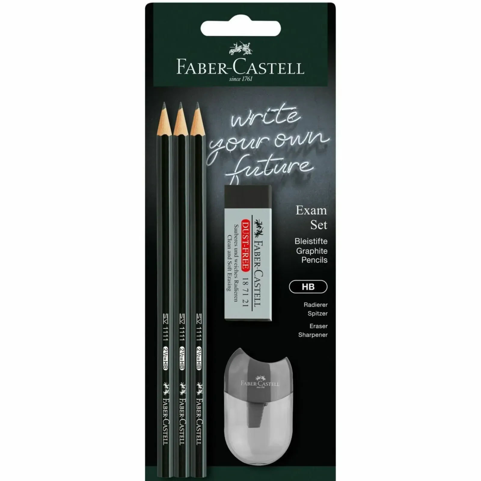 Best Faber Castell Conjunto 3 Lápis Grafite HB + Borracha + Afia Preto