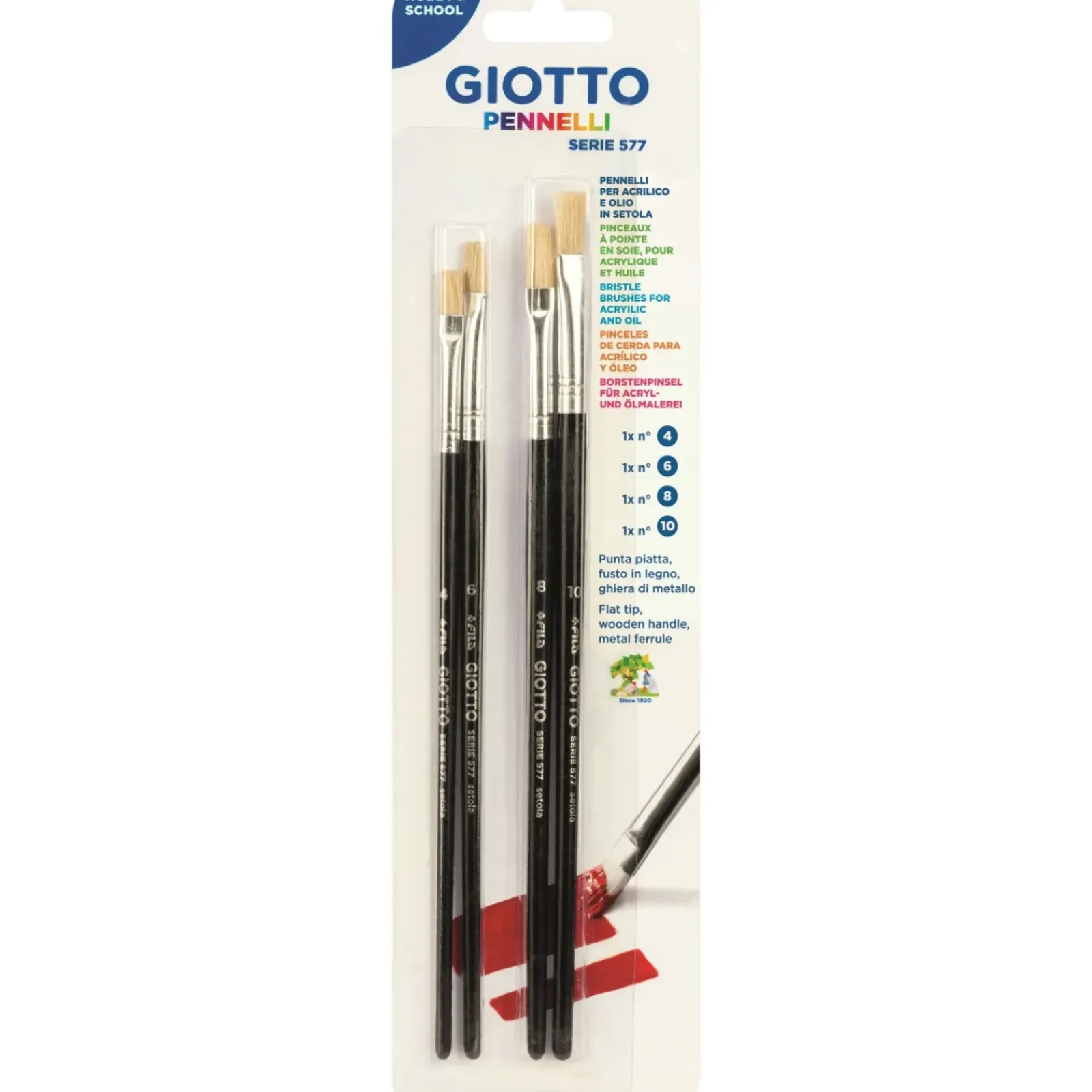 Giotto Pincéis > Conjunto 4 Pinceis Nº 4, 6, 8, 10 Fila