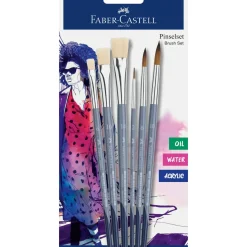 Faber Castell Pincéis > Conjunto Pincéis Redondos/Planos nº 2/6/10 6 unidades