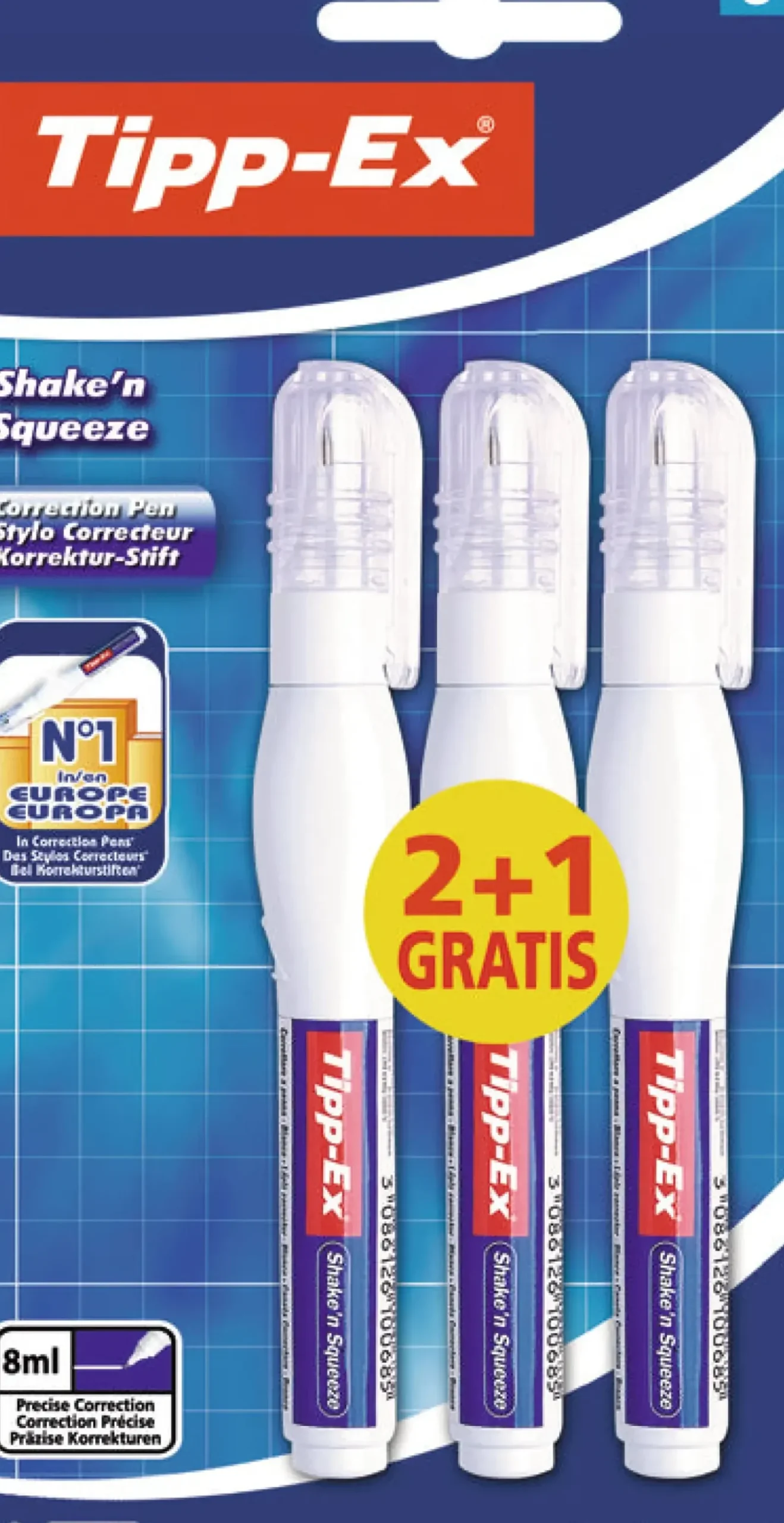 Tipp-Ex Borrachas E Corretores > Corretor Shake N Squeeze 2+1 unidades