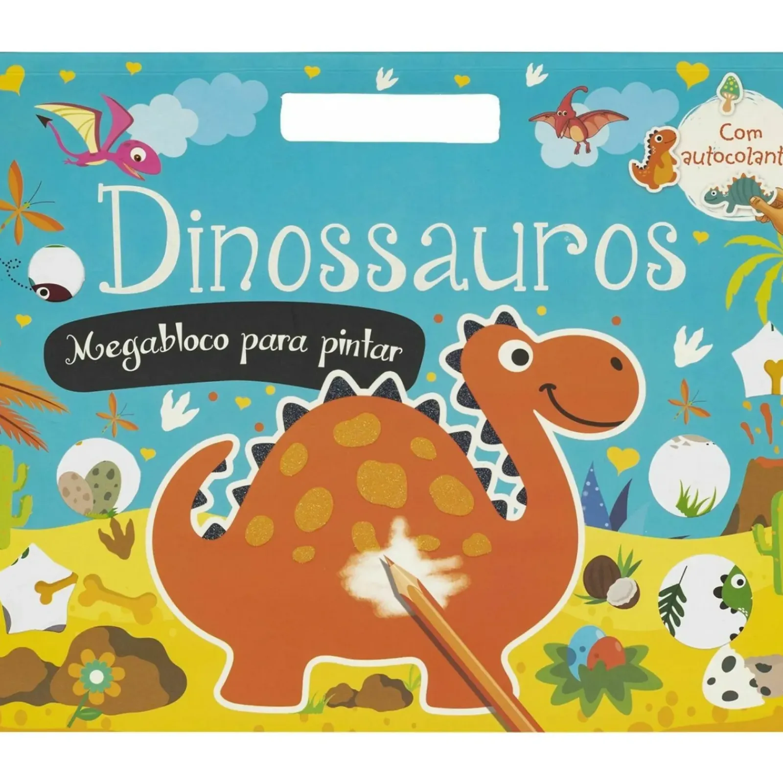 Porto Editora Atividades > Dinossauros - Megabloco para Pintar com Autocolantes