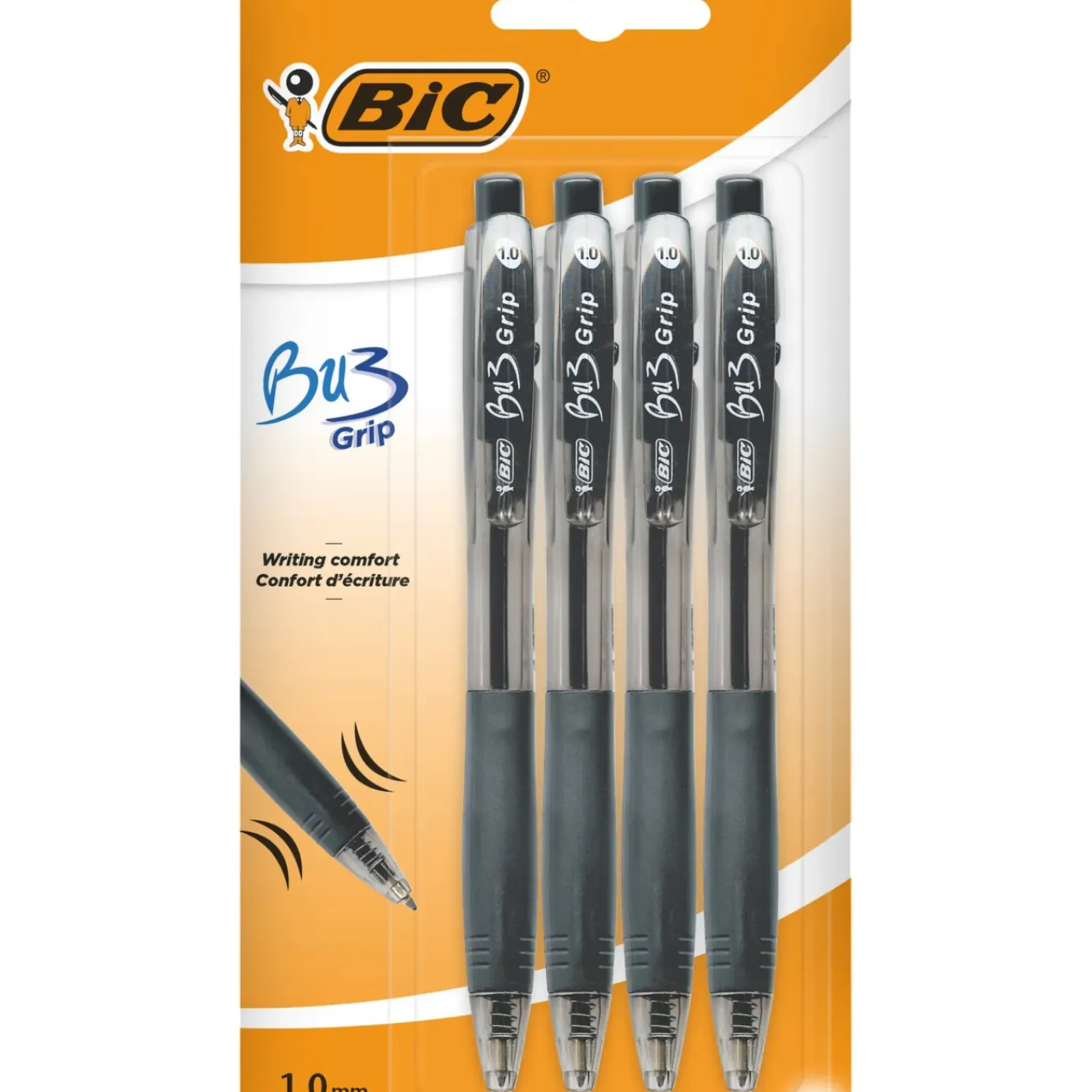 Bic Canetas E Esferográficas|Escrita > Esferográfica Bu3 com Grip Preto 4 Unidades