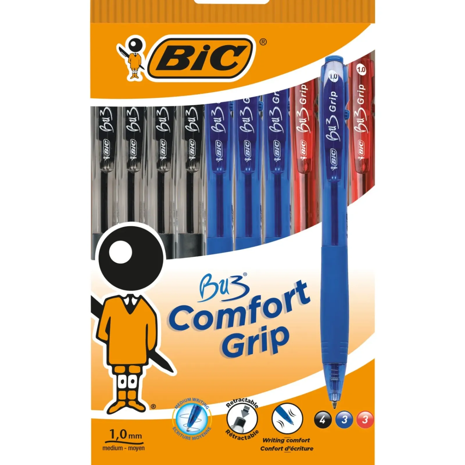 Bic Canetas E Esferográficas|Escrita > Esferográfica Bu3 Com Grip Sortido 10 Unidades
