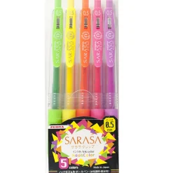 Zebra Esferográfica Clip Tinta Gel 0.5 Sarasa Neon 5 unidades
