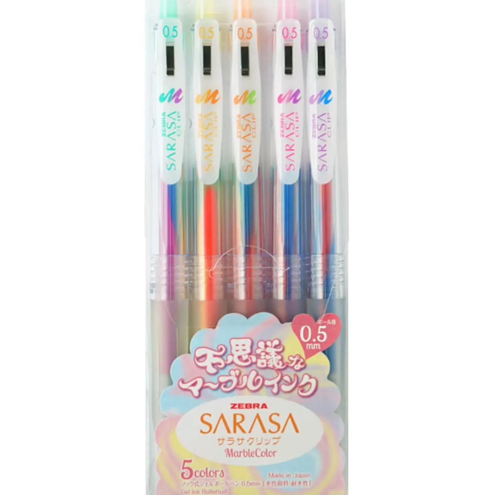 Zebra Canetas E Esferográficas|Escrita > Esferográfica Clip Tinta Gel 0.5 Sarasa Marble 5Un