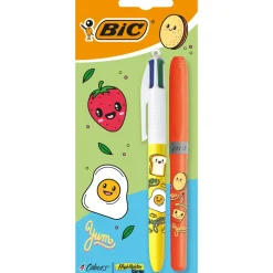 Bic Esferográfica 4 Cores + Sublinhador Pastel Kawaii 2 Unidades