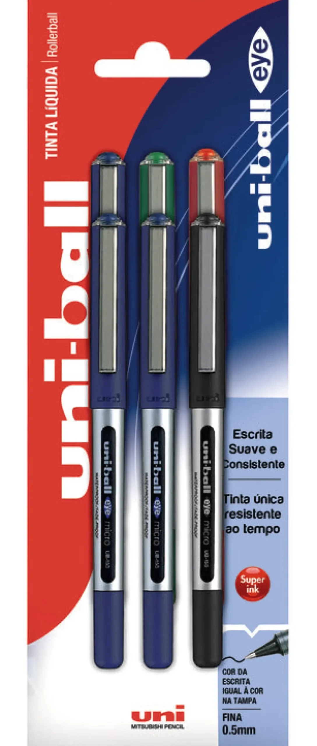 Uni Canetas E Esferográficas|Escrita > Esferográfica Roller Eye 0.5mm 3 dades -Ball