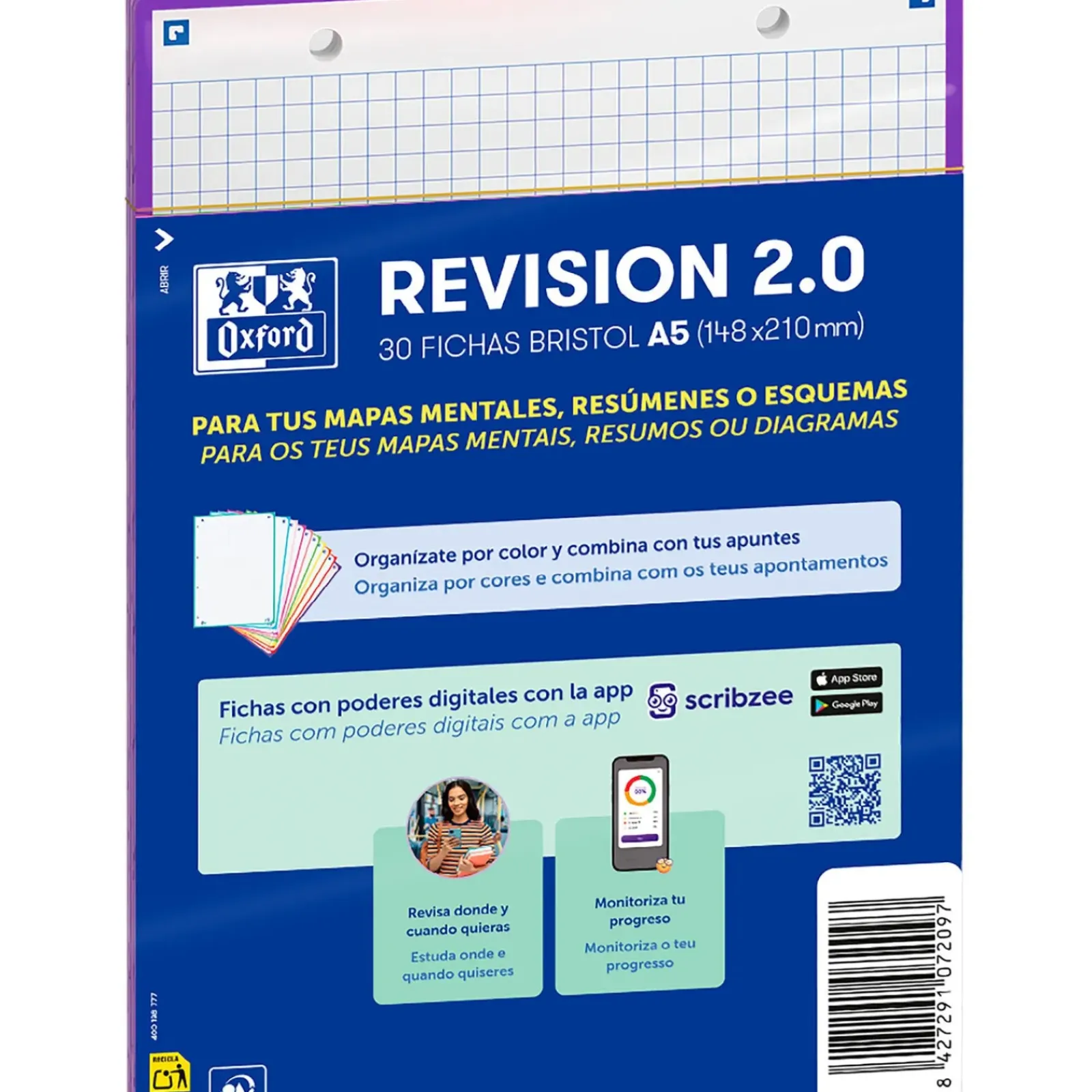 Oxford Pastas De Arquivo E Recargas > Flashcards 2.0 A5 30 Folhas Quadriculado Roxo