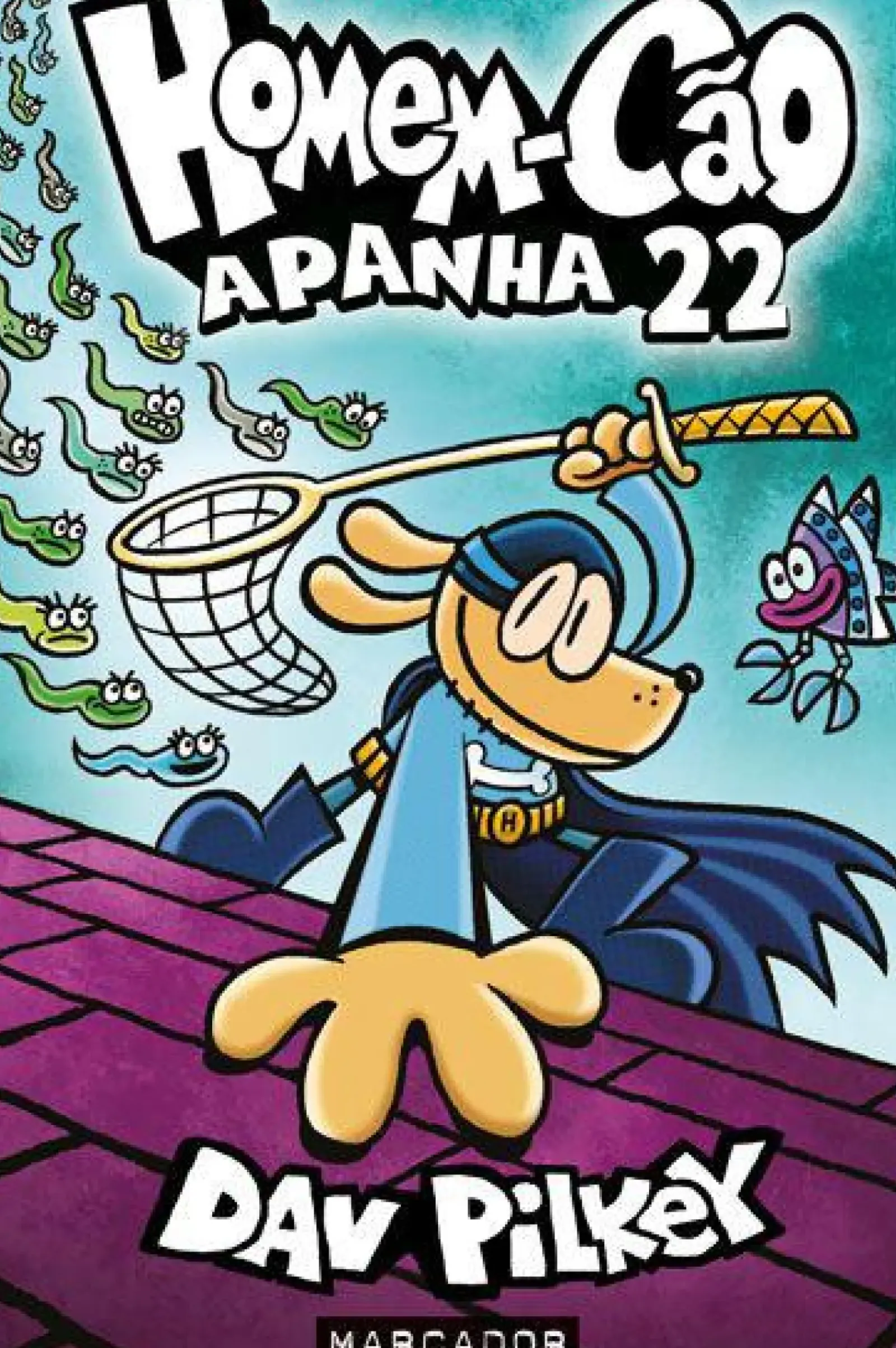 Marcador Coleções Juvenis > Homem-Cão de Dav Pilkey - N.º 8 - Apanhados na Rede