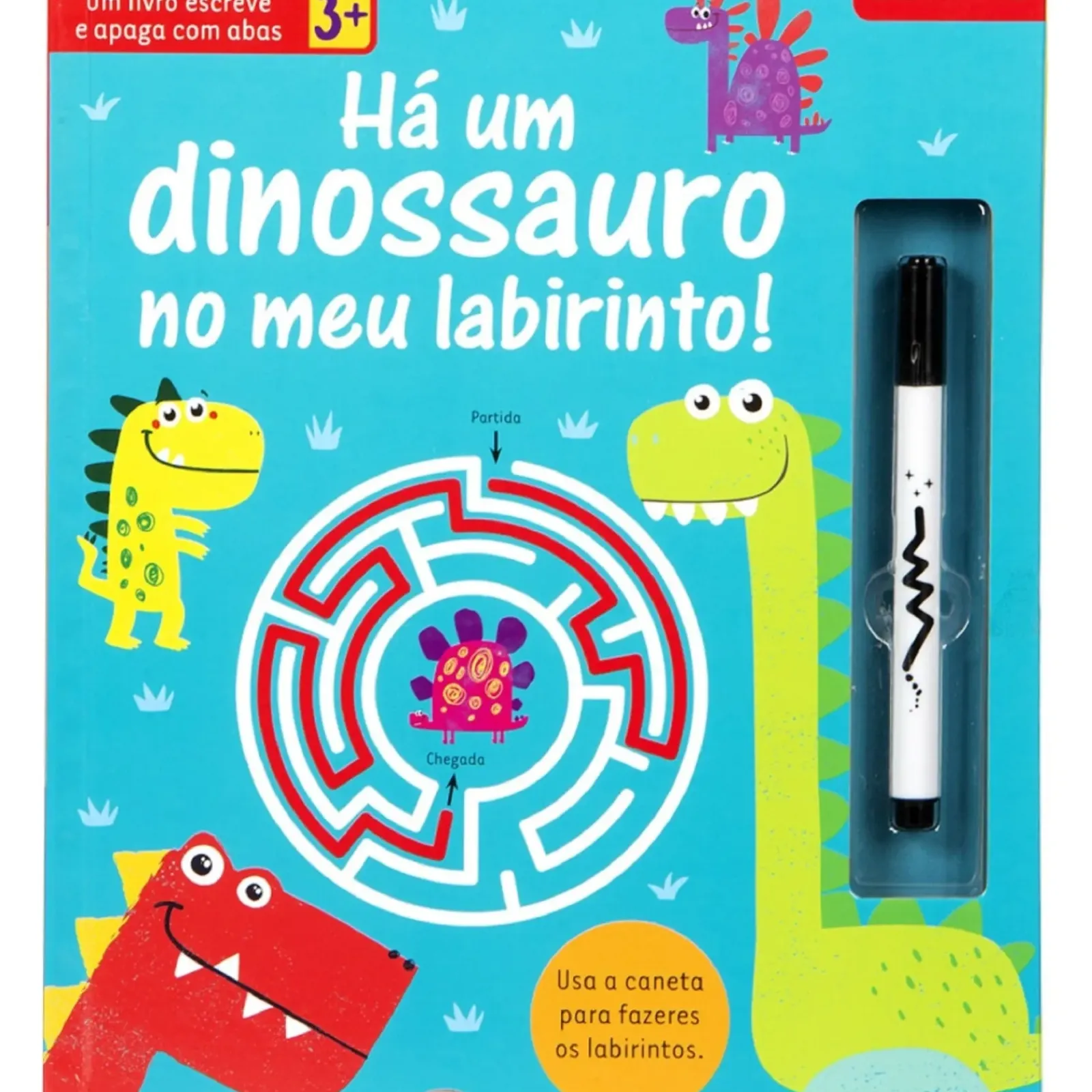 Porto Editora Atividades > Há um Dinossauro no Meu Labirinto! - Um Livro Escreve e Apaga com Abas