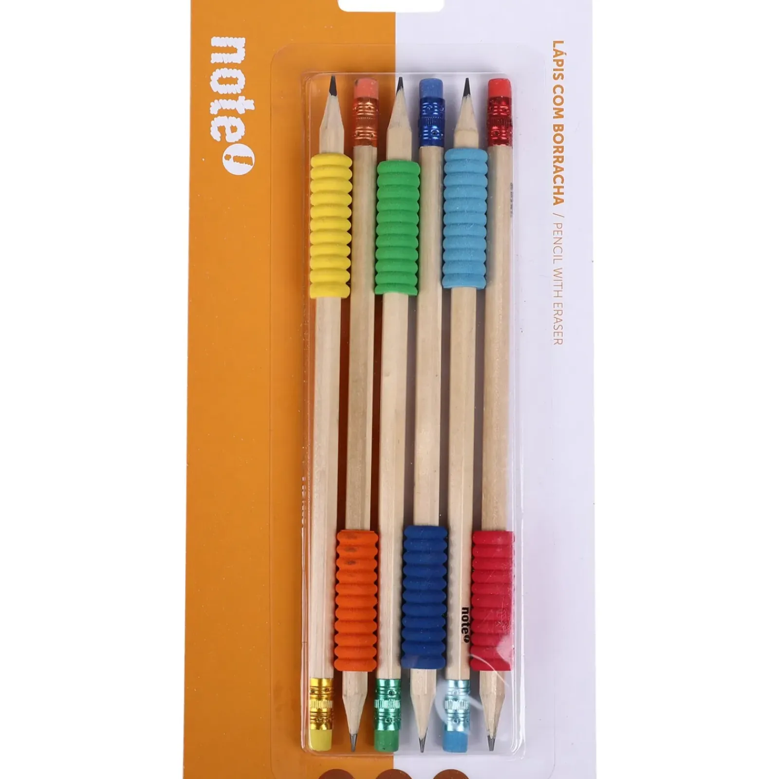Hot Note! Lapis Com Borracha Com Grip 6 Unidades
