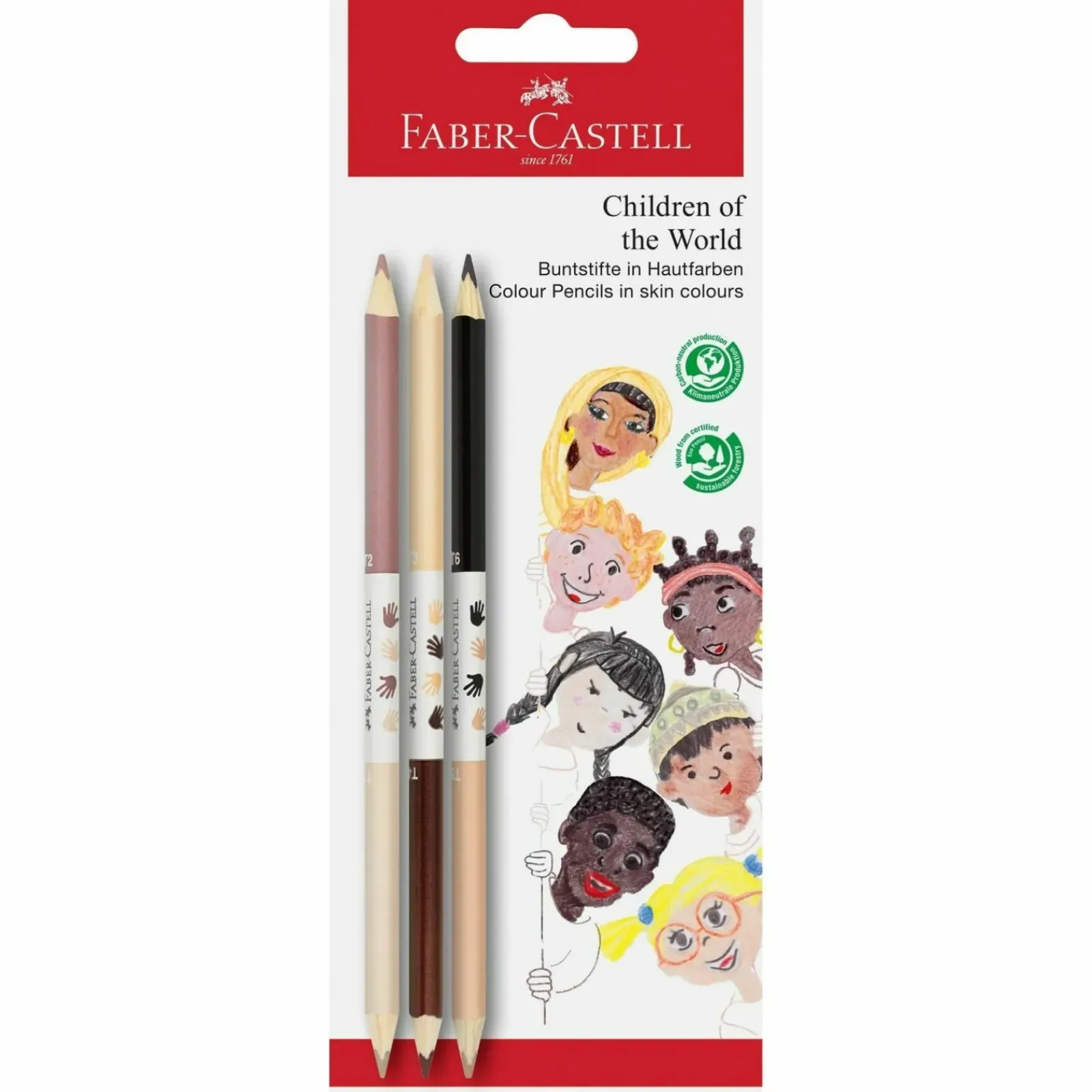 Faber Castell Lápis De Cor E Cera|Lápis Cor E Cera > Lápis Bicolor Pele Children Of The World 3 unidades