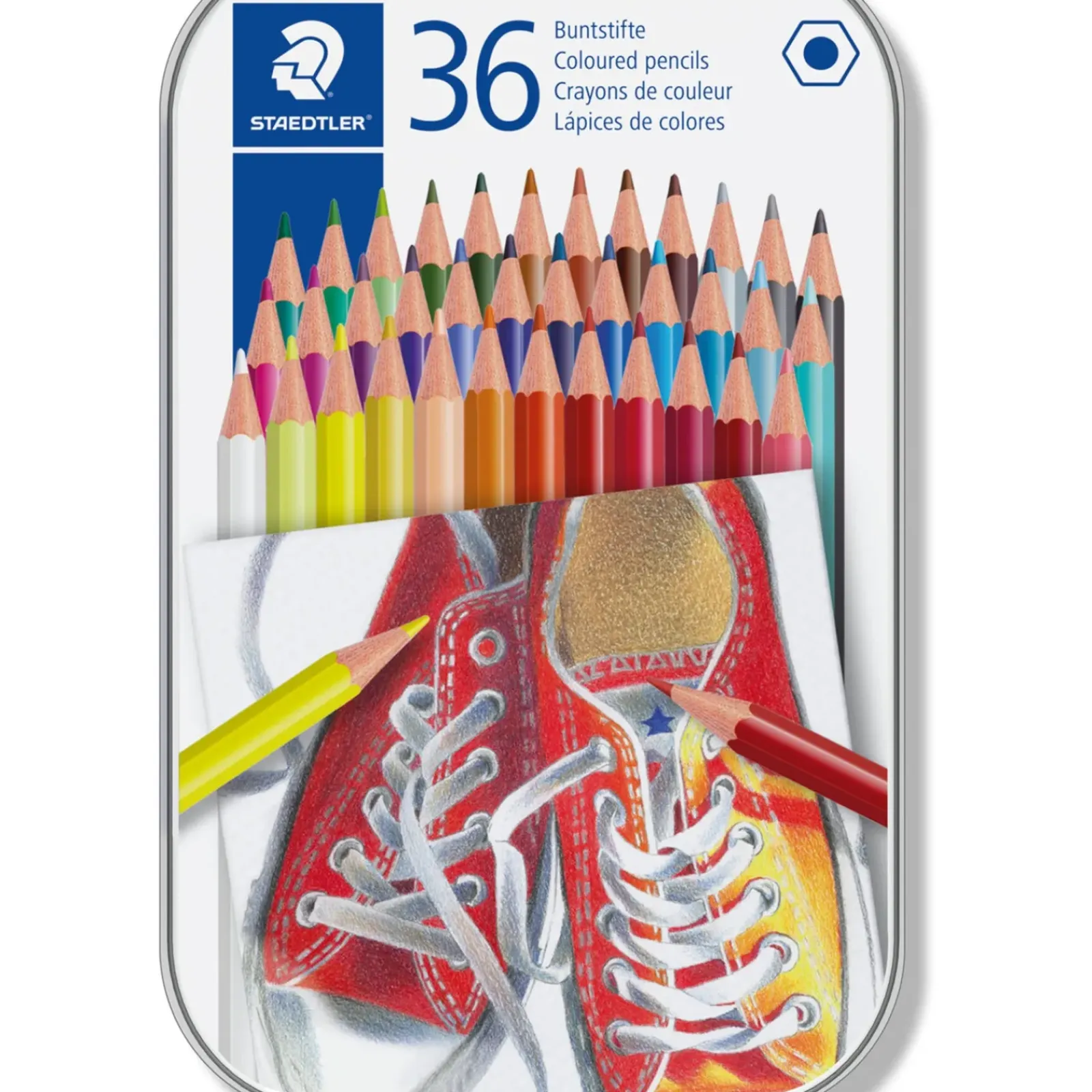 Staedtler Lápis De Cor E Cera|Lápis Cor E Cera > Lápis Cor Hexagonais Caixa Metal 36 Unidades