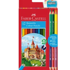 Faber Castell Lápis De Cor E Cera|Lápis Cor E Cera > Lápis Cor 12 unidades + 3 Lápis Bicolor + Afia