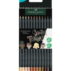 Faber Castell Lápis De Cor E Cera|Lápis Cor E Cera > Lápis de Cor Black Edition Tons Pele 12 Unidades