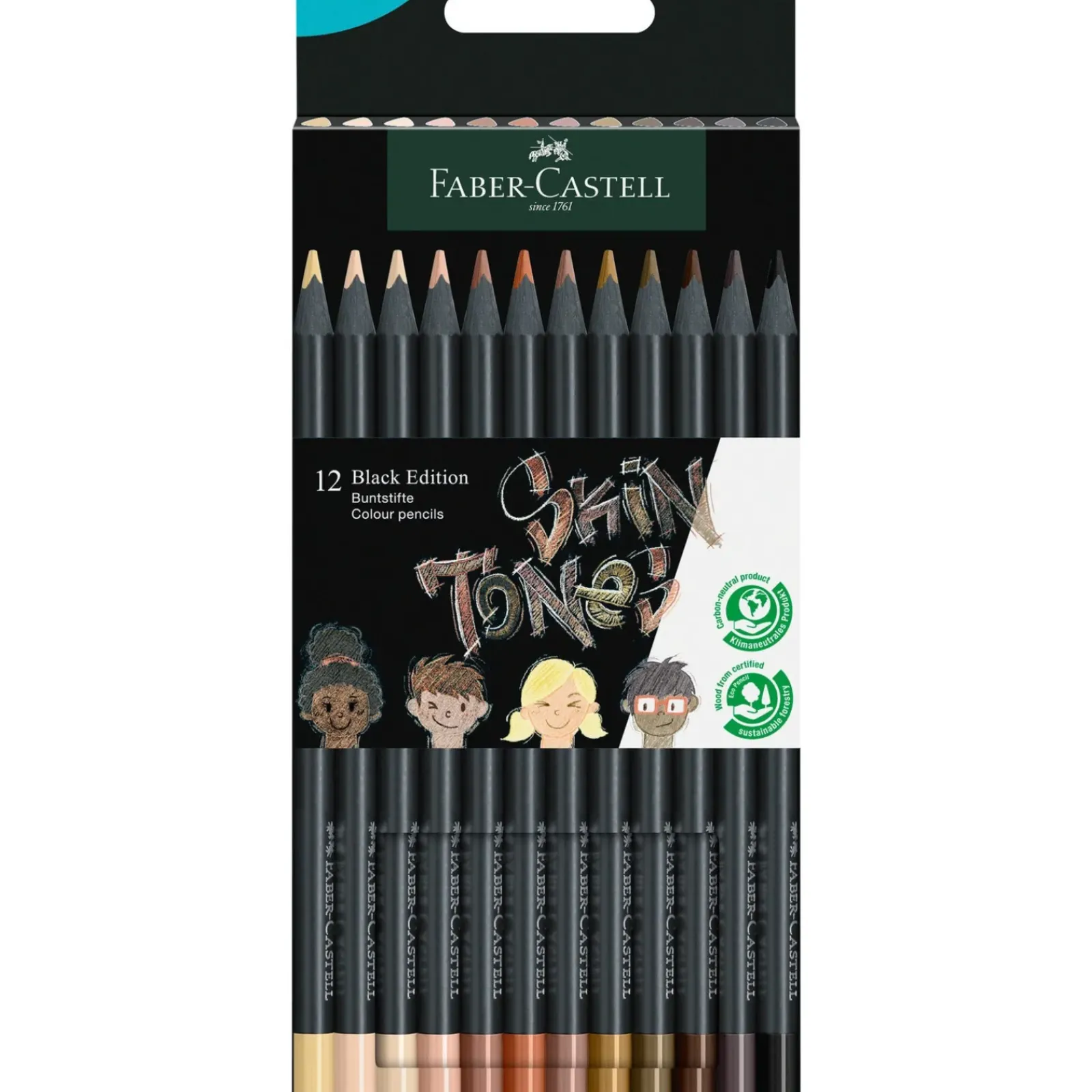 Faber Castell Lápis De Cor E Cera|Lápis Cor E Cera > Lápis de Cor Black Edition Tons Pele 12 Unidades